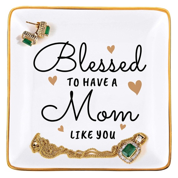 Blessed to Have a Mom Like You Glazed Porcelain Ceramic Jewelry Trinket Tray - Picture 2 of 6